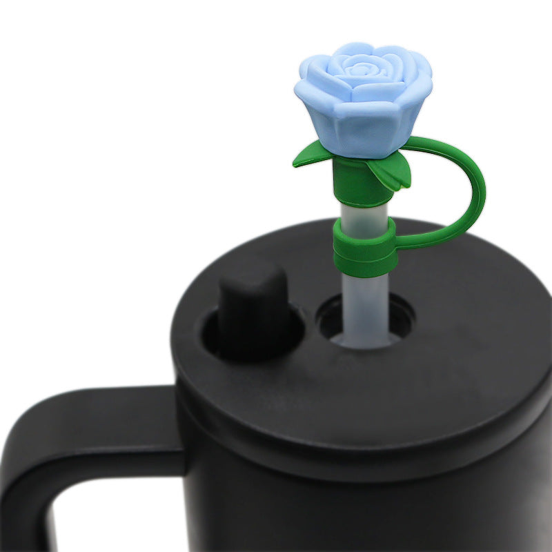 Wholesale Silicone cute rose 10mm straw topper